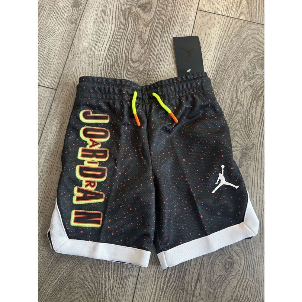 Jordan Black Shorts with Neon Green & Orange Accents